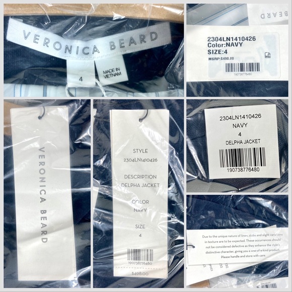 Veronica Beard Delpha Crop Jacket Blazer Navy Blue Linen 4 Designer 304LN1410426 - Picture 8 of 15